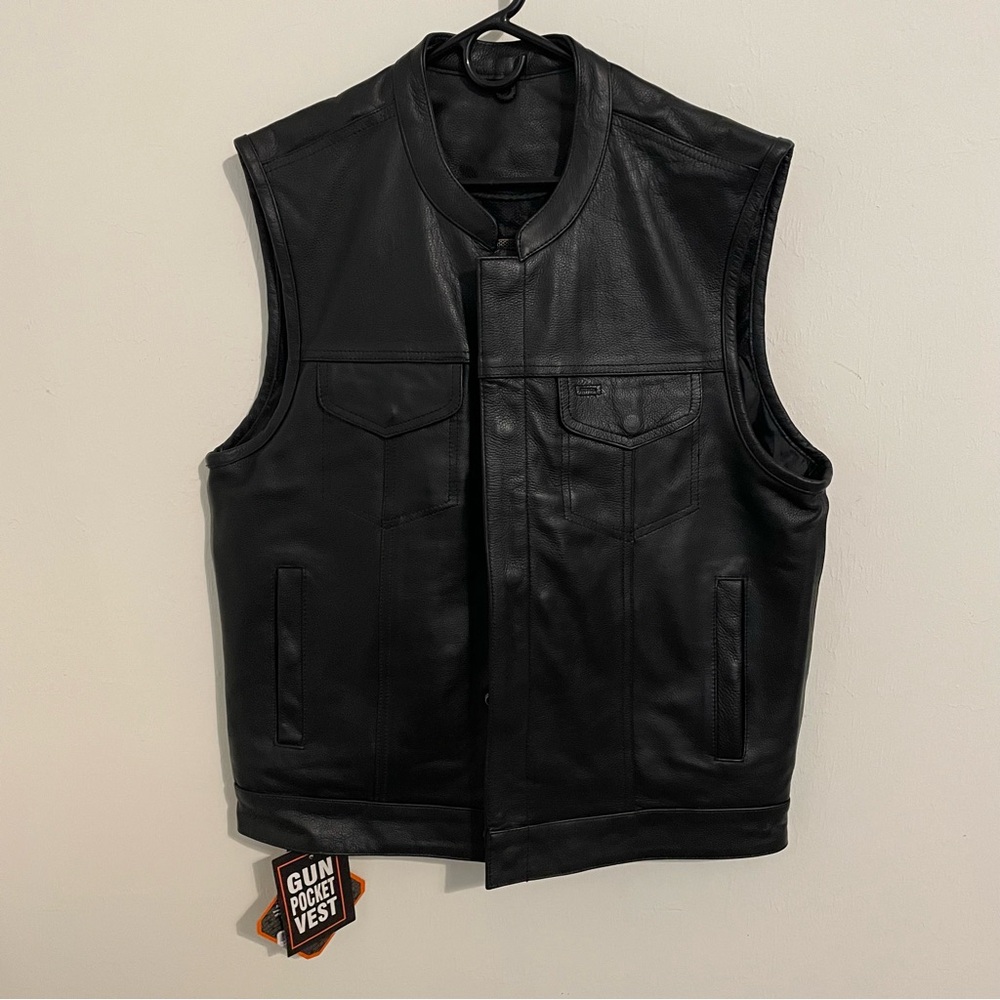 NWT Unik Leather/ Denim vest size L